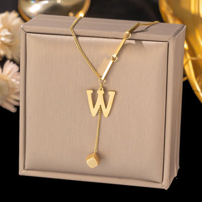 Initial Letter Stainless Steel Pendant Necklace for Women Fashion Gold Color Chain A-Z Alphabet Clavicle Necklaces Jewelry Gift