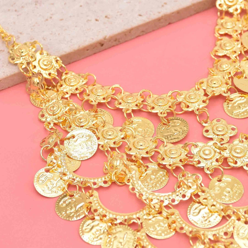 Coin Tassel Hair Jewelry Golden Arab Ethnic Love Pendant Face Chains for Women Men Party Dance Jewelry Accessories