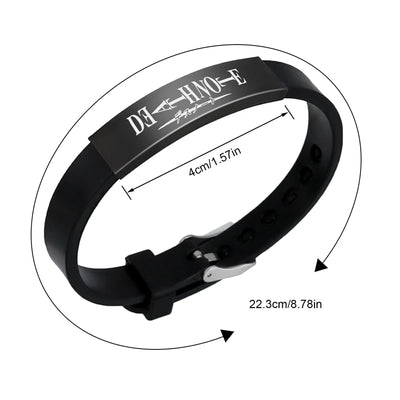 Anime Dea-th No-te Black Silicone Cuff Bangle Stainless Steel Bracelets Gift Jewelry for Women and Men Fans Collection