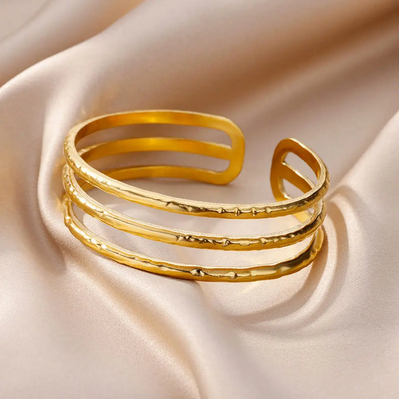 Stainless Steel Bangles Bracelet for Women Luxury Gold Color Cuff Bracelet femme Fashion Wedding Jewelry Valentines Day Gift