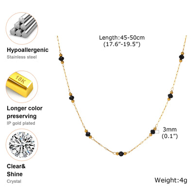 Stainless Steel Chain Beads Necklace 18K Yellow Gold Plated for Women Girls Gift Wholesale Jewelry