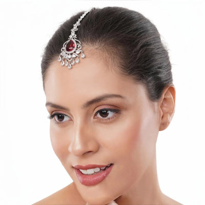 Stonefans Elegant Zircon Maang Tikka for Women Indian Head Jewelry Ethnic Headdress Water Drop Bridal Forehead Chain Handcrafted