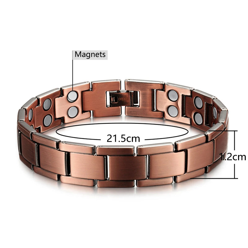 WelMag 99.9% Copper Bracelet Power Magnetic  Bio Energy Bracelet For Men Blood Pressure Magnets Bangles Improve Sleeping Jewelry