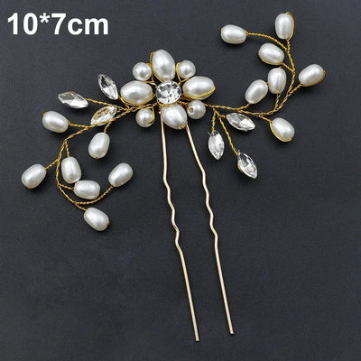 Elegant Pearl Crystal Hairpin Wedding Bridal U-shaped Metal Hair Comb Forks for Women Hairstyle Clips Jewelry Accessories 20pcs