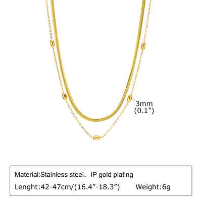 Gold Plated Lariat Necklace for Women, Double Laryered Long Chain Drop Pendant Choker Necklaces Fashion Gifts