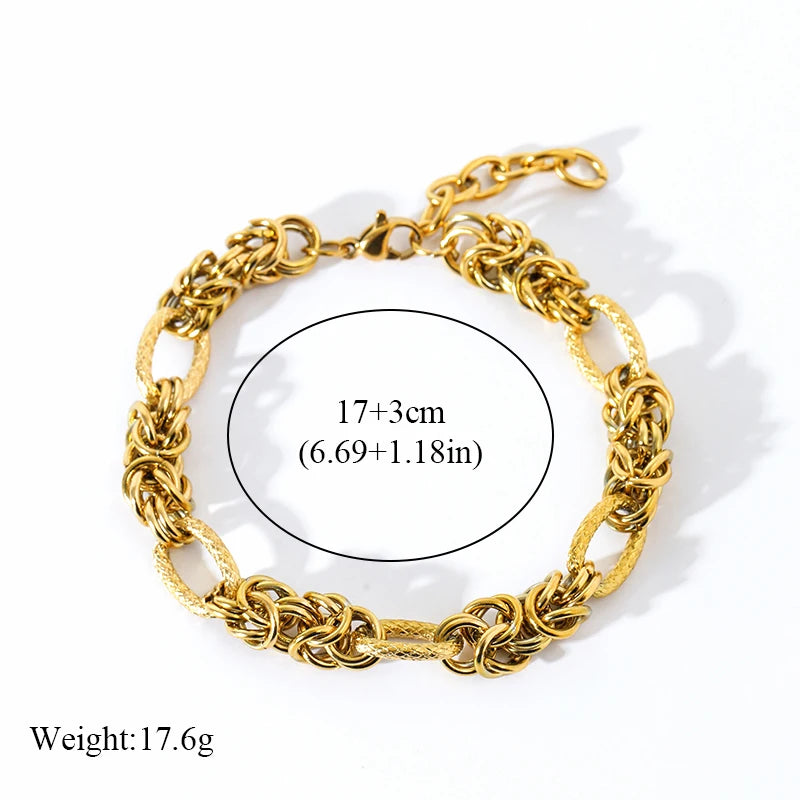 EILIECK 316L Stainless Steel Twisted Bracelet Bangles For Women Trendy 18K Gold Plated Wrist Chain Waterproof Jewelry Gift Party