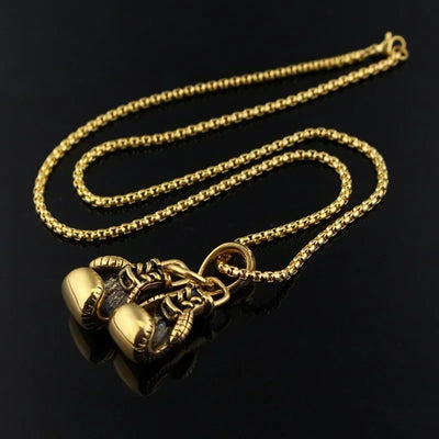 Collares Con Colgante Sport Fitness Shape Jewelry Double Boxing Glove Pendant Necklace Men Hiphop Chain Necklace Male Jewellery