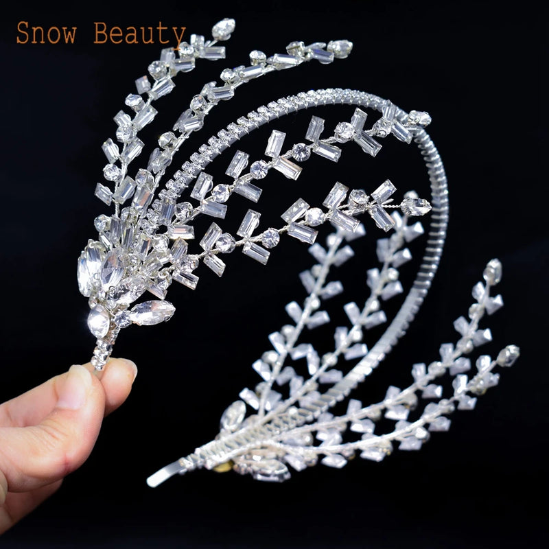 DZ030 Luxury Rhinestone Wedding Headband Bridal Headpieces Hair Accessories for Brides Women and Girls Bridesmaids Headdress