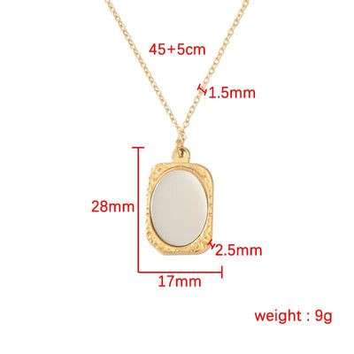 Stainless Steel Mirror Polished Picture frame Mirrors Pendant Necklaces Chokers For Women Men Lovers Jewelry Gifts