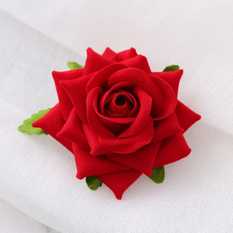 U Shaped Red Hairpins Hair Clips Wedding Hair Accessories For Women Rose Flower Headpieces Forks Bride Headdress Hair Jewelry