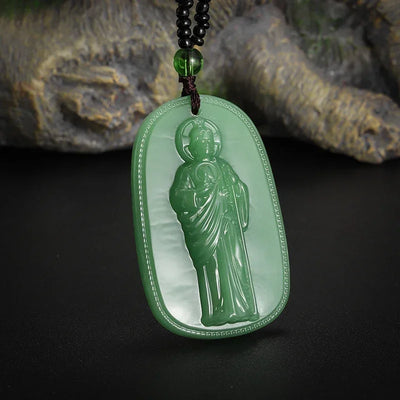 Retro Natural Obsidian Maitreya Buddha Pendant Beaded Necklace for Men and Women Buddhist Buddha Statue Amulet Jewelry