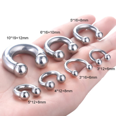 1pcs Stainless Steel Large Gauge Horseshoe Ring 18G-00G Externally Threaded Nose Hoop Septum Piercing Body Jewelry