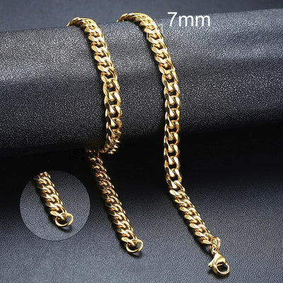 3-11mm Cuban Chain Necklaces for Men Women,Punk Stainless Steel Curb Link Chain Collar,Jewelry Gift for Dad Husband BFF Birthday