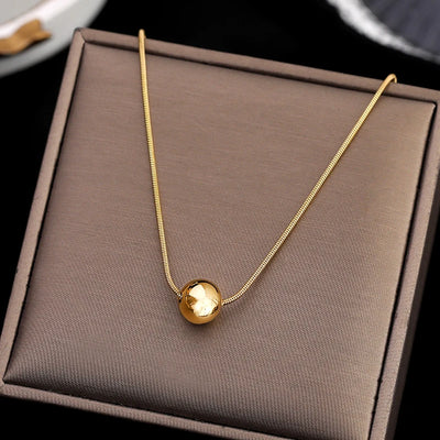 Classic Simple Ball Pendant Titanium Steel Short Necklace For Woman Korean Fashion Jewelry Girl's Accessories Clavicle Chain