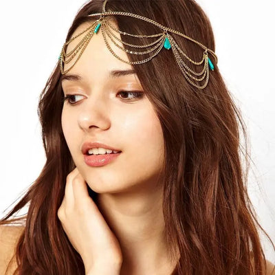 Fashion Bridal Wedding Hair Jewelry Accessories For Women Indian Boho Imitation Pearls Head Chain HeadPiece Bijoux Femme