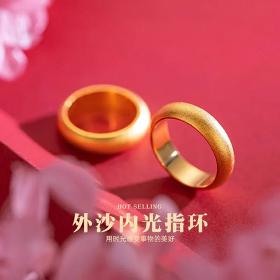 9999 real gold 24K yellow gold Inheritance ring for men and women couples