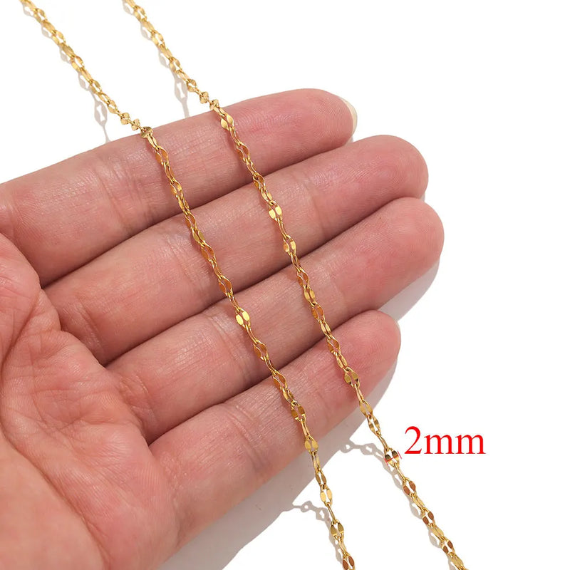 2meters Lips Beads Chain Stainless Steel Cable Chains For Jewelry Making DIY Necklace Bracelet Accessories Gold Chain Findings