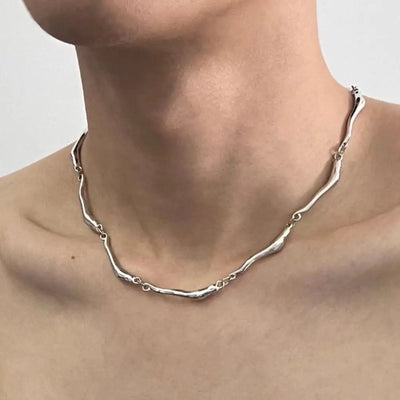 New Irregular Wave Shape Chain Men Necklace Advanced Sense Stainless Steel Figaro Cuban Chain Necklace For Men Women Jewelry
﻿