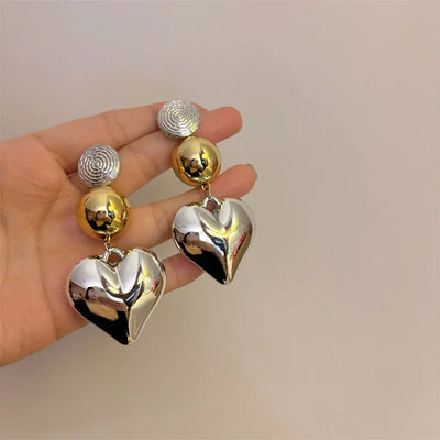 Heart Shape Metal Pendant Earrings European American Style Personalized Fashion Stud Earrings Girls Travel Wedding Accessories