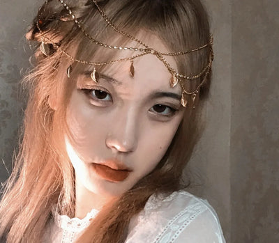 Antique Chinese Style Face Curtain Hanfu Hair Accessories Girl Long Tassel Beaded Step Shake Ears Hanging Party Headband Jewelry