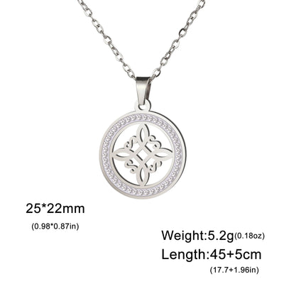 Skyrim Witchcraft Witch Knot Necklace Stainless Steel Clear Zircon Round Pendant Necklaces Amulet Wicca Jewelry Birthday Gift