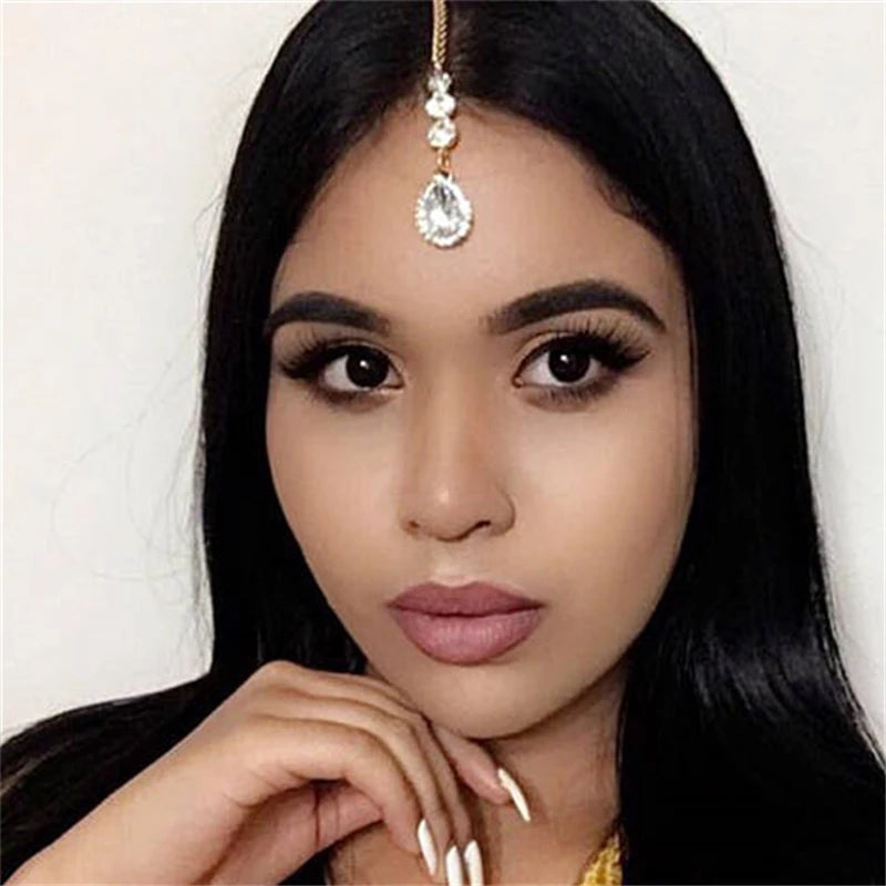 Simple Shiny Crystal Pendant Head Chain Bohemian Wind Ladies Wedding Ball SuperFlash Rhinestone Forehead Chain Jewelry Wholesale