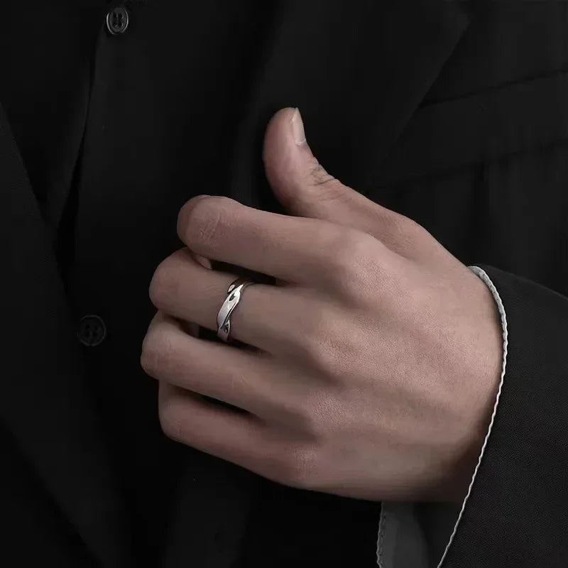 Кольцо Женское Rings For Men Women Trend Design Metal Twist Simple Open Adjustable Finger Ring Jewelry Wedding Anillos