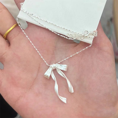 Exquisite Clavicle Chain Elegant Scrub Bow Pendant Necklace For Women Girls Temperament Collar Chain Korean Student