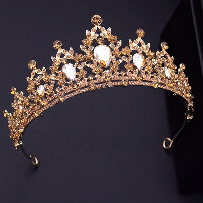 Champagne Colors Princess Crown Tiaras Headdress Prom Birthday Party Bridal Crown for Wedding Bride Hair Jewelry