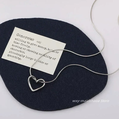 Korean Fashion Necklace for Women Heart Shaped Necklace Pendant Temperament Clavicle Chain Birthday Party Jewelry Gift 목걸이