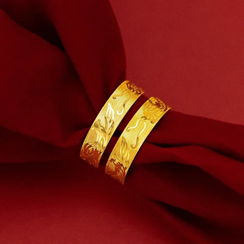 9999 real gold 24K yellow gold Ring Women and Men&