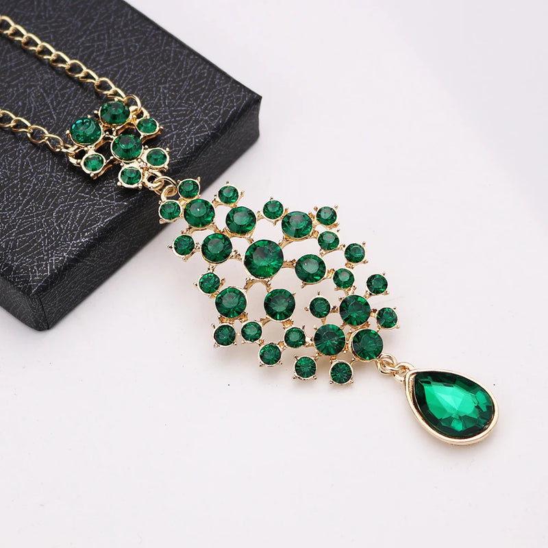 2024 Trend Big Crystal Pendant Forehead Chain Hairpin Hair Accessories Women&