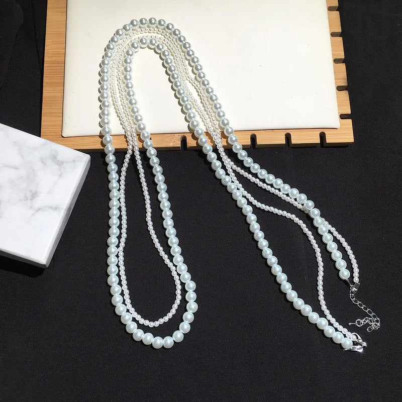 Luxury Necklace Free Shipping 2024 Double-layered Pearl Necklace for Women Fashionable Long Chain Dress Accessory