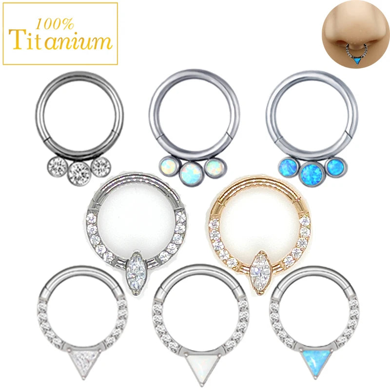 G23 Titanium Nose Rings Hinged Septum Clicker Segment Ear Tragus Cartilage Helix Daith Lip Body Piercing Jewelry Golden Earrings