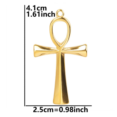 GLOWCAT Ancient Egypt Anke Cross Pendant Necklaces For Women Men Accessories No Fade Simple Stainless Steel Necklace Choker Gift