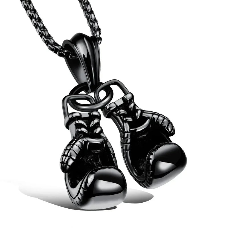 Collares Con Colgante Sport Fitness Shape Jewelry Double Boxing Glove Pendant Necklace Men Hiphop Chain Necklace Male Jewellery