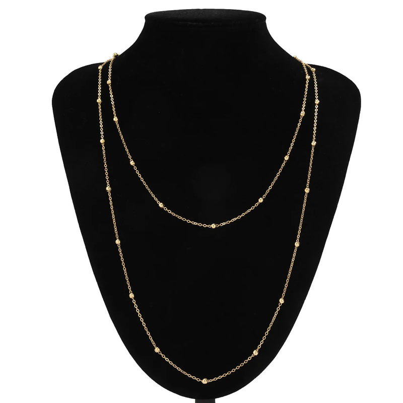 Stainless steel exaggerated beaded long chain necklace jewelry for women 2024 hip hop clavicle chain charm necklace