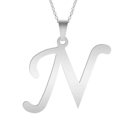 Fashion Letters A-Z Necklace for Women Men Stainless Steel High Quality English Alphabe Necklace A B C D E FGHIJKLMNOPQRSTUVWXYZ