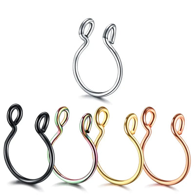 2 Sizes U Shaped Fake Nose Ring Hoop Septum Rings Stainless Steel Nose Piercing Fake Piercing Oreja Pircing Jewelry