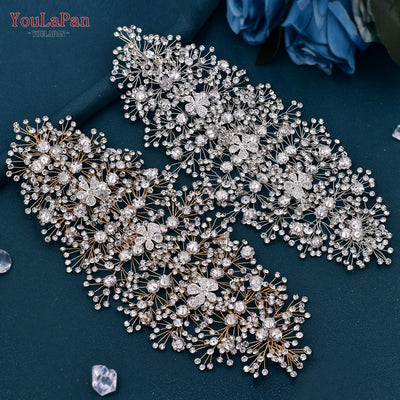 TOPQUEEN Bride Rhinestone Headband Earring Set Luxury Crystal Wedding Headband Wholesale Headpieces Hair Accessories HP240