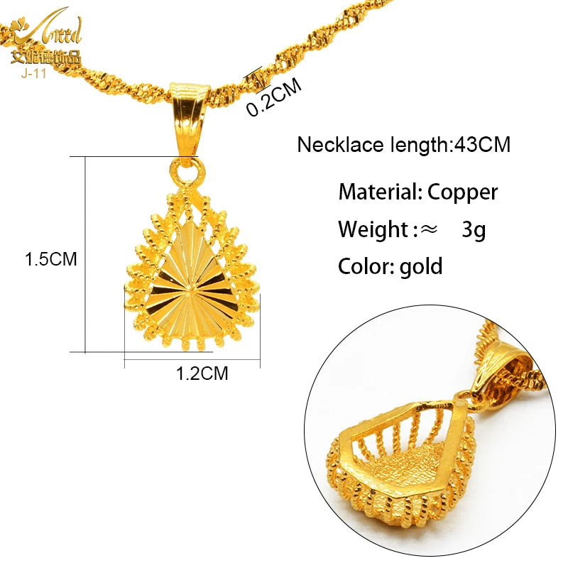 ANIID Dubai Golden Necklace Nigerian Bridal Wedding Fashion Hollow Flower Chain Pendant Indian Arab Kids Jewellery For Girls