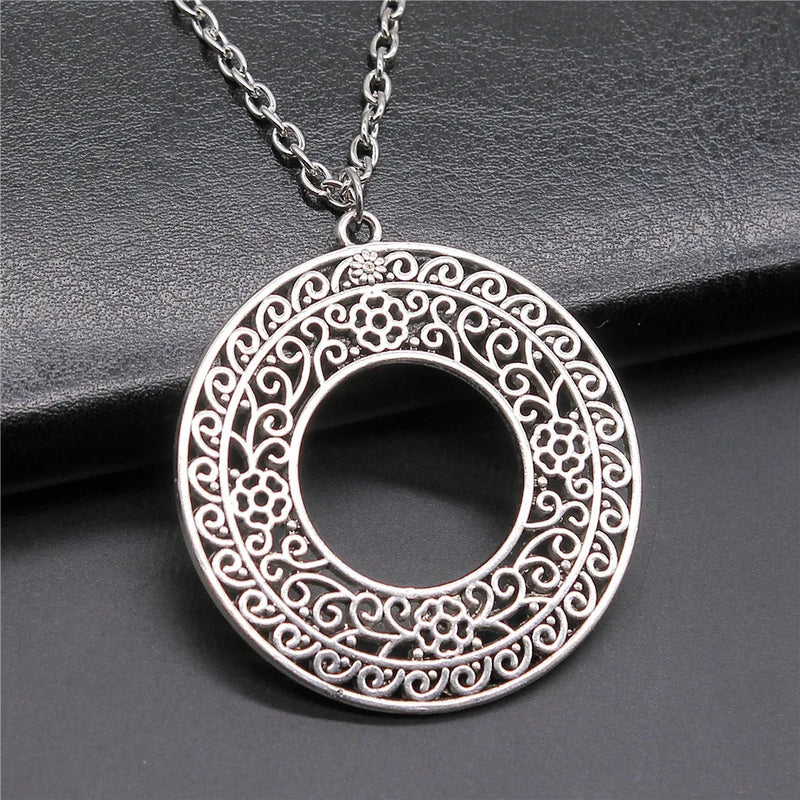 Bohemia Creative Party Jewelry Accessories Gift Mandala Pattern Pendant Necklace For Women Long Chain Necklace