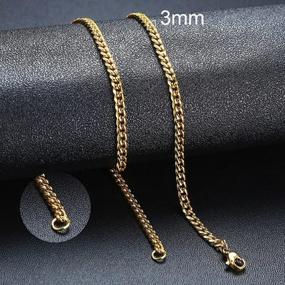 Vnox 3-7mm Cuban Chain Necklaces for Men Women, Stainless Steel Miami Curb Links Chain, Basic Cool Boy Collar