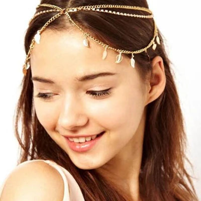 Trendy Forehead Punk Hair Jewelry Crystal And Pearl Tassels Headpieces Flower Chain Headbands For Women Girls Wedding