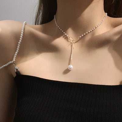 Korean Light Luxury Pearl Butterfly Necklace Women's Simple Pendant Accessories Necklace for Women Party Accessories Gift