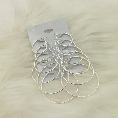 6Pairs Hoop Earrings Set Big Circle Earrings Jewelry for Women Girls Ear Clip Punk Style Earrings Fashion Jewelry Accessories