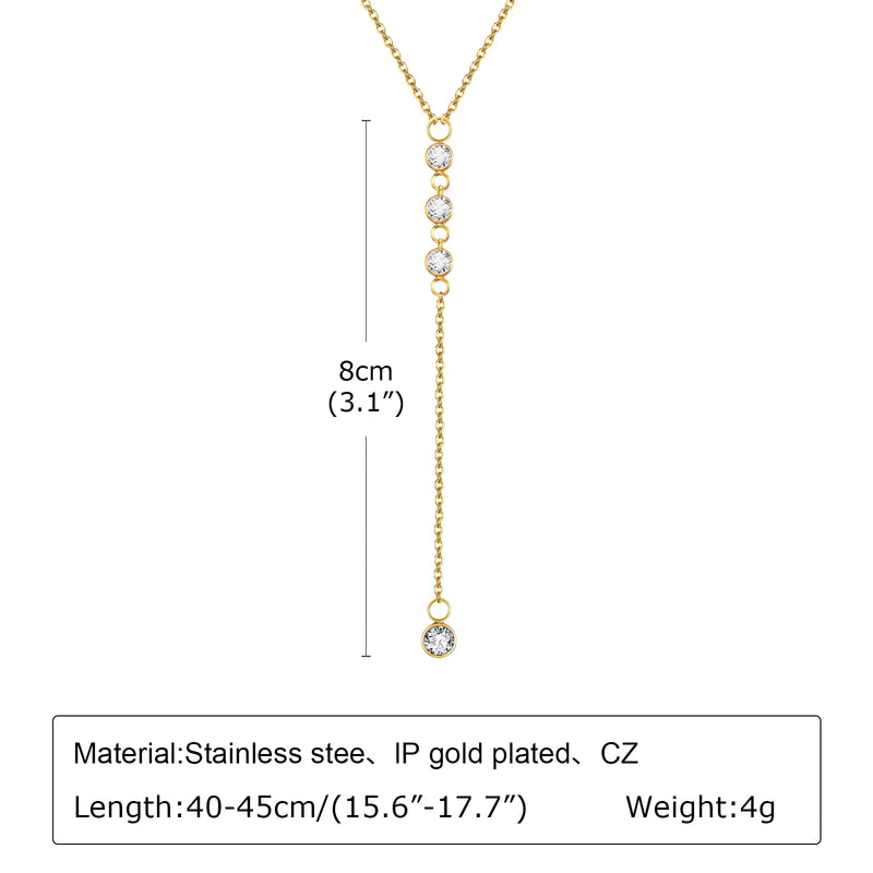 Gold Plated Lariat Necklace for Women, Double Laryered Long Chain Drop Pendant Choker Necklaces Fashion Gifts