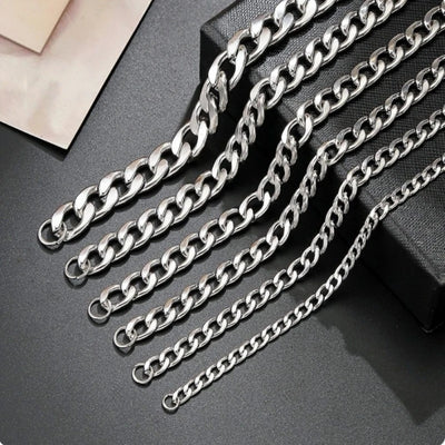 HNSP 3MM-10MM Stainless Steel Cuban Chain Necklace For Men Jewelry Accessories Neck Chains Male