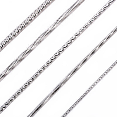 0.9/1.2/1.5/2/2.4mm Stainless Steel Square Snake Chain Necklace Silver Color For Men Women's Fashion Jewelry