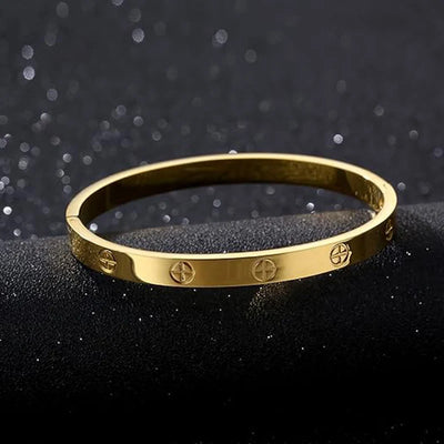 Titanium Steel Gold Plated Bangles Bracelet for Women Girls Gifts Trend Waterproof Jewelry Luxury Sparkling Zircon Open Bangle